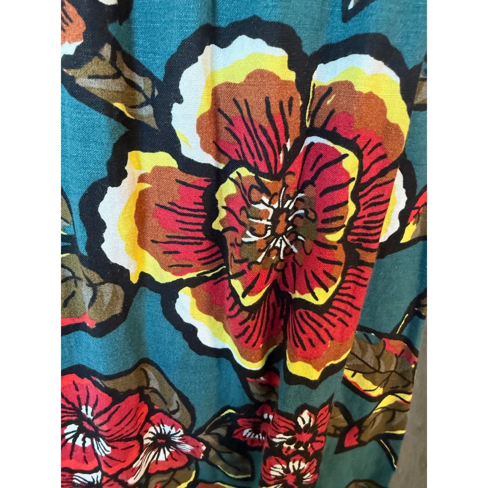 Loft Linen Floral Beachy Maxi Dress Size S Flowy Bright Tropical Resort Vacay - Picture 5 of 11